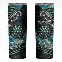 New Zealand Darts Personalised Skinny Tumbler Aotearoa Silver Fern Green Papua Shell Spirit