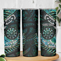 New Zealand Darts Personalised Skinny Tumbler Aotearoa Silver Fern Green Papua Shell Spirit