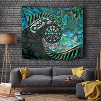 New Zealand Darts Personalised Tapestry Aotearoa Silver Fern Green Papua Shell Spirit