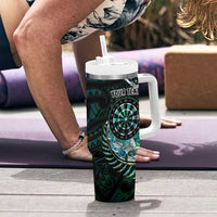 New Zealand Darts Personalised Tumbler With Handle Aotearoa Silver Fern Green Papua Shell Spirit
