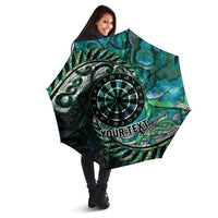 New Zealand Darts Personalised Umbrella Aotearoa Silver Fern Green Papua Shell Spirit LT9 - Polynesian Pride