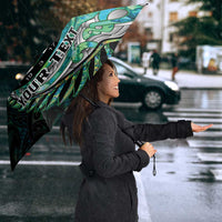 New Zealand Darts Personalised Umbrella Aotearoa Silver Fern Green Papua Shell Spirit LT9 - Polynesian Pride