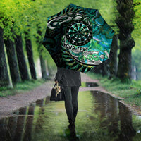 New Zealand Darts Personalised Umbrella Aotearoa Silver Fern Green Papua Shell Spirit LT9 - Polynesian Pride