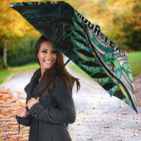 New Zealand Darts Personalised Umbrella Aotearoa Silver Fern Green Papua Shell Spirit LT9 - Polynesian Pride