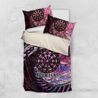 New Zealand Darts Personalised Bedding Set Aotearoa Silver Fern Pink Papua Shell Spirit