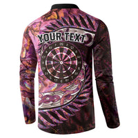 New Zealand Darts Personalised Button Sweatshirt Aotearoa Silver Fern Pink Papua Shell Spirit