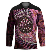 New Zealand Darts Personalised Hockey Jersey Aotearoa Silver Fern Pink Papua Shell Spirit - Polynesian Pride
