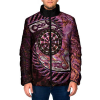 New Zealand Darts Personalised Padded Jacket Aotearoa Silver Fern Pink Papua Shell Spirit - Polynesian Pride