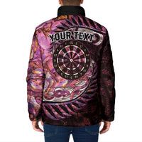 New Zealand Darts Personalised Padded Jacket Aotearoa Silver Fern Pink Papua Shell Spirit - Polynesian Pride