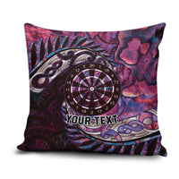 New Zealand Darts Personalised Pillow Cover Aotearoa Silver Fern Pink Papua Shell Spirit - Polynesian Pride