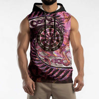 New Zealand Darts Personalised Sleeveless Hoodie Aotearoa Silver Fern Pink Papua Shell Spirit - Polynesian Pride