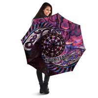 New Zealand Darts Personalised Umbrella Aotearoa Silver Fern Pink Papua Shell Spirit LT9 - Polynesian Pride