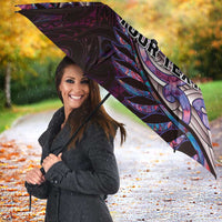 New Zealand Darts Personalised Umbrella Aotearoa Silver Fern Pink Papua Shell Spirit LT9 - Polynesian Pride