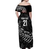 New Zealand Indigenous-Maori Rugby Custom Off Shoulder Maxi Dress