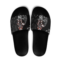 New Zealand Indigenous-Maori Rugby Custom Slide Sandals LT9 Black - Polynesian Pride