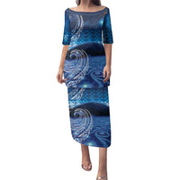 New Zealand Matariki Family Matching Puletasi and Hawaiian Shirt Taniko Aramoana With Koru Galaxy Sky Night