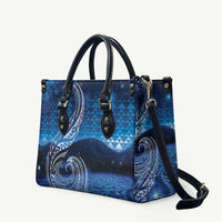 New Zealand Matariki Leather Bag Taniko Aramoana With Koru Galaxy Sky Night LT9 Galaxy - Polynesian Pride