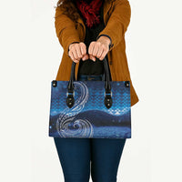 New Zealand Matariki Leather Bag Taniko Aramoana With Koru Galaxy Sky Night LT9 - Polynesian Pride