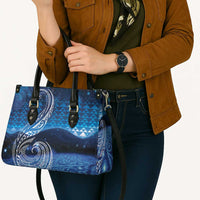 New Zealand Matariki Leather Bag Taniko Aramoana With Koru Galaxy Sky Night LT9 - Polynesian Pride