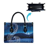 New Zealand Matariki Leather Bag Taniko Aramoana With Koru Galaxy Sky Night LT9 - Polynesian Pride