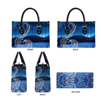 New Zealand Matariki Leather Bag Taniko Aramoana With Koru Galaxy Sky Night LT9 - Polynesian Pride