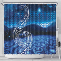 New Zealand Matariki Shower Curtain Taniko Aramoana With Koru Galaxy Sky Night