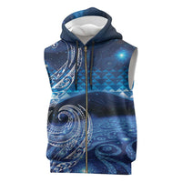 New Zealand Matariki Sleeveless Zip Hoodie Taniko Aramoana With Koru Galaxy Sky Night LT9 Galaxy - Polynesian Pride