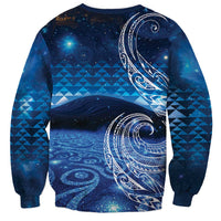 New Zealand Matariki Sweatshirt Taniko Aramoana With Koru Galaxy Sky Night