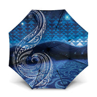 New Zealand Matariki Umbrella Taniko Aramoana With Koru Galaxy Sky Night LT9 One Size Folded 11.42 inch Opened Diameter 37.4 inch Galaxy - Polynesian Pride