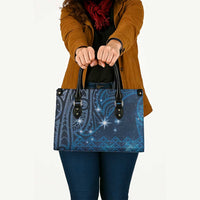 New Zealand Matariki Leather Bag Taniko Aramoana With Maori Galaxy Sky Night LT9 - Polynesian Pride