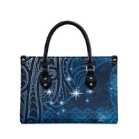 New Zealand Matariki Leather Bag Taniko Aramoana With Maori Galaxy Sky Night LT9 - Polynesian Pride