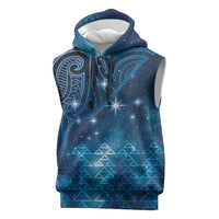 New Zealand Matariki Sleeveless Hoodie Taniko Aramoana With Maori Galaxy Sky Night - Polynesian Pride