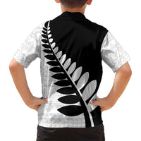 New Zealand Silver Fern Niho Taniwha Family Matching Long Sleeve Bodycon Dress and Hawaiian Shirt