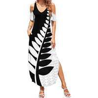 New Zealand Silver Fern Niho Taniwha Family Matching Summer Maxi Dress and Hawaiian Shirt