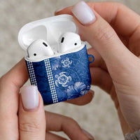 Blue Hibiscus Turle AirPods Case Hawaiian Style Tribal Tapa Pattern LT9 - Polynesian Pride
