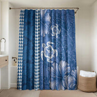 Blue Hibiscus Turle Bathroom Set Hawaiian Style Tribal Tapa Pattern LT9 Shower Curtain Only Blue - Polynesian Pride