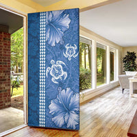 Blue Hibiscus Turle Door Cover Hawaiian Style Tribal Tapa Pattern LT9 - Polynesian Pride