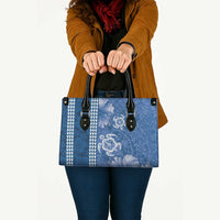 Blue Hibiscus Turle Leather Bag Hawaiian Style Tribal Tapa Pattern LT9 - Polynesian Pride