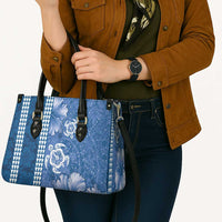 Blue Hibiscus Turle Leather Bag Hawaiian Style Tribal Tapa Pattern LT9 - Polynesian Pride