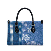 Blue Hibiscus Turle Leather Bag Hawaiian Style Tribal Tapa Pattern LT9 - Polynesian Pride