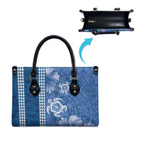 Blue Hibiscus Turle Leather Bag Hawaiian Style Tribal Tapa Pattern LT9 - Polynesian Pride