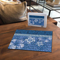 Blue Hibiscus Turle Puzzle Hawaiian Style Tribal Tapa Pattern - Polynesian Pride