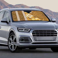 Gold Hibiscus Turle Auto Sun Shade Hawaiian Style Tribal Tapa Pattern - Polynesian Pride