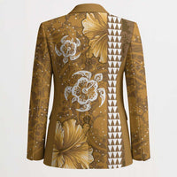 Gold Hibiscus Turle Blazer Hawaiian Style Tribal Tapa Pattern - Polynesian Pride