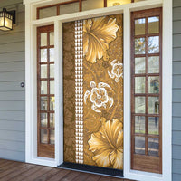 Gold Hibiscus Turle Door Cover Hawaiian Style Tribal Tapa Pattern LT9 - Polynesian Pride