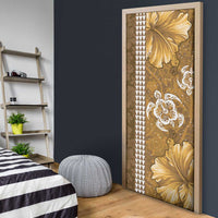 Gold Hibiscus Turle Door Cover Hawaiian Style Tribal Tapa Pattern LT9 - Polynesian Pride