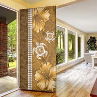 Gold Hibiscus Turle Door Cover Hawaiian Style Tribal Tapa Pattern LT9 - Polynesian Pride