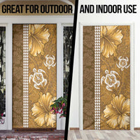 Gold Hibiscus Turle Door Cover Hawaiian Style Tribal Tapa Pattern LT9 - Polynesian Pride