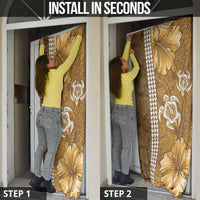 Gold Hibiscus Turle Door Cover Hawaiian Style Tribal Tapa Pattern LT9 - Polynesian Pride