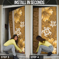 Gold Hibiscus Turle Door Cover Hawaiian Style Tribal Tapa Pattern LT9 - Polynesian Pride